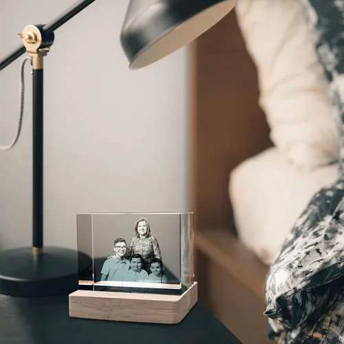Miniatura 4 de Foto de cristal 3D personalizada Regalo de imagen de vidrio grabada con láser personalizada para papá, mamá, esposa, él, ella Ideal para boda