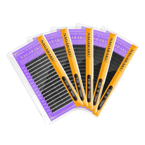 Miniatura 101 de NAGARAKU Extensiones de pestañas, pestañas individuales, 0.05mm, rizo D, 15mm, clásico, negro mate, suave, natural, profesional, 16 filas, 0.05-D