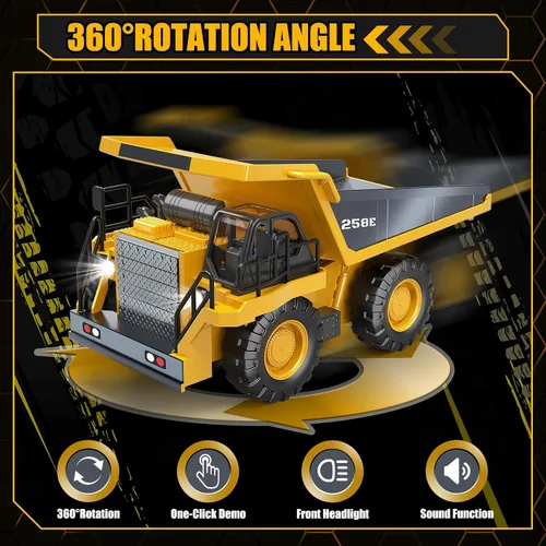 Miniatura 3 de Camión volquete RC de juguete para niños, camión de juego a control remoto, vehículos de construcción, 9CH 2.4Ghz camiones eléctricos con plataforma
