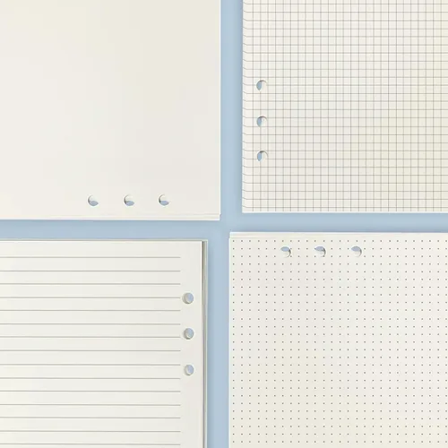 Miniatura 4 de Kit de papel de recarga A5, 160 páginas de inserciones para cuaderno Filofax de 6 agujeros JournalDot Line Grid en blanco, 100 GSM, con accesorios