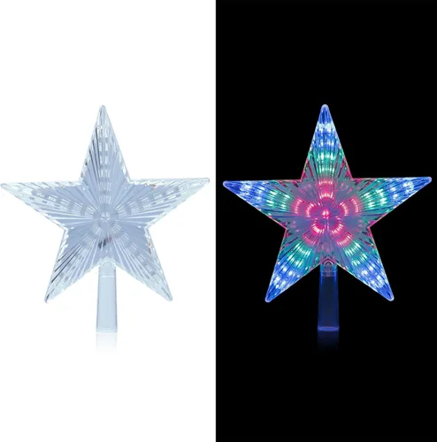 Miniatura 11 de Alpine Corporation Decoración de árbol de estrella de 8 pulgadas con 5 puntos con 31 luces LED blancas frías, decoración navideña