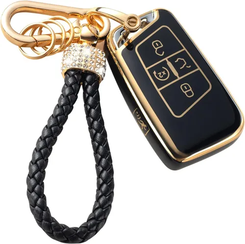 Miniatura 37 de Gematay Funda protectora para llavero VW Volkswagen con cordón para llavero, compatible con VW Jetta Golf Polo MK7 Passat Beetle Smart Key Case