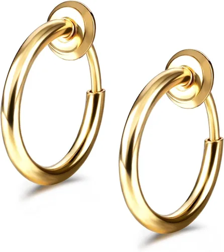 JewelrieShop Retractable Earrings Fake Hoop Fake Nose Ring Non Pierced Earrings Fake Cartilage Piercing Clip On Nose Ring Septum Ring for Women (1