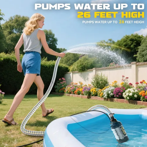 Miniatura 6 de Ecarke Bomba de agua sumergible inalámbrica compatible con batería Dewalt de 20 V, bomba de sumidero de alto flujo sin escobillas de 1268 GPH
