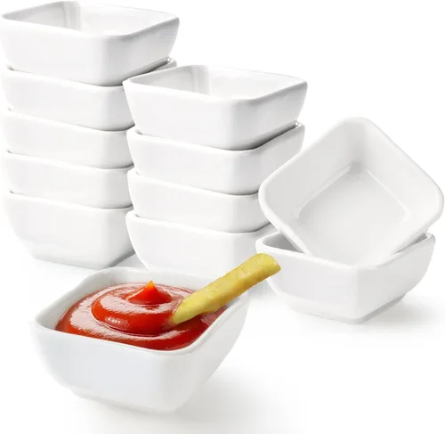 Juego de 12 tazones de cerámica pequeños de 3 onzas para salsa de soja, sushi y salsas, platos de inmersión para aperitivos, condimentos y servir en