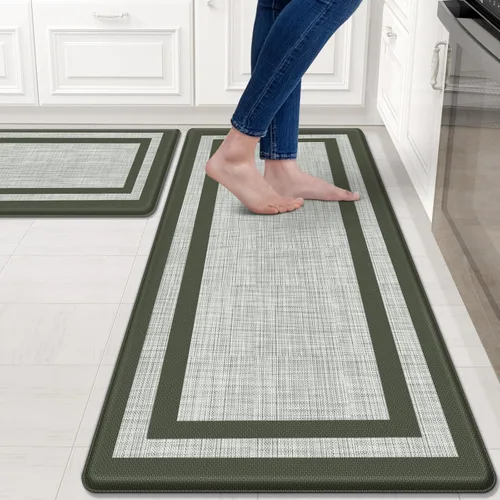 Miniatura 22 de Mattitude Juego de 2 tapetes de cocina, acolchados antifatiga antideslizantes, ergonómicos, cómodos para cocina, suelo, oficina, fregadero, azul