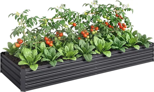 Miniatura 32 de Outsunny Cama de Jardín Elevada con 3 Jardineras, Soporte de Plantas de Madera con Orificios de Drenaje, para Verduras, Hierbas y Flores, Gris