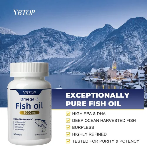 Miniatura 3 de Suplemento concentrado de aceite de pescado Omega 3 -1000 mg - con EPA 420mg y DHA 310mg - Apoya la salud del corazón, cerebro y articulaciones