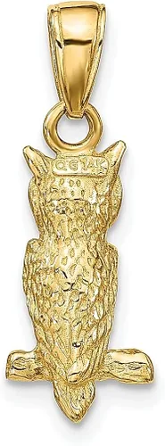 Miniatura 3 de Collar con colgante de búho 3D de oro amarillo de 14 quilates, joyería fina para mujer, regalos para ella