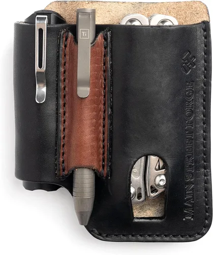 Miniatura 7 de Bolsa EDC de cuero fabricada en Estados Unidos Funda multiherramienta de cuero para hombres Clip para cinturón/organizador de bolsillo