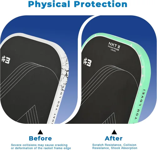 Miniatura 123 de PICKLETECH Cinta de protección de pala de pickleball – Protector de borde de cabeza de paleta – Cinta de protección de borde de raqueta ajuste gris