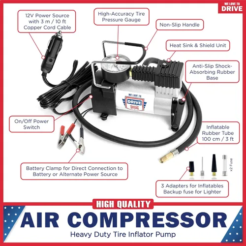 Miniatura 2 de Compresor de aire portátil para inflador de neumáticos, bomba de aire de 12 V CC para neumáticos de automóvil, bomba de aire eléctrica de 150 PSI