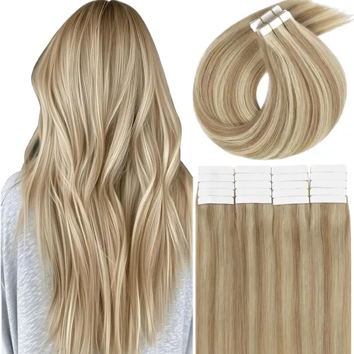 Miniatura 28 de Loxxy Extensiones adhesivas de cabello humano de 12 pulgadas, extensiones de cabello humano real color negro azabache, con cinta adhesiva de trama