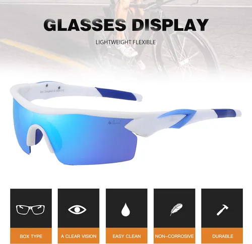Miniatura 3 de Bevi Polarized Sports Sunglasses TR90 Unbreakable Frame for Men Women Running Cycling Golf Baseball Amarillo Azul