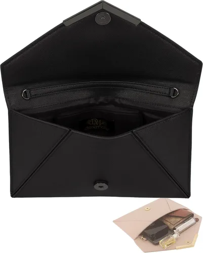 Miniatura 6 de Dexmay - Bolso de mano tipo sobre para mujer, tamaño mediano, de piel saffiano, plegable
