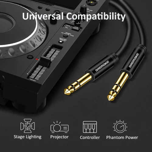 Miniatura 2 de Cable de conexión de audio TRS macho de 3 pies 0.250 in 1/4 pulgadas a 0.250 in 1/4 pulgadas, cable de audio TRS de 1/4 pulgadas para guitarra