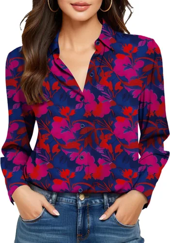 Miniatura 29 de Camisas sin planchado y sin arrugas para mujer, con botones, de manga larga, de seda de morera, blusas casuales para el trabajo
