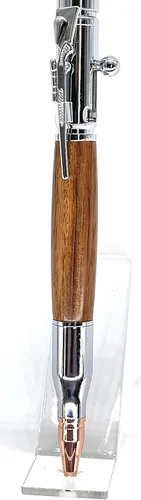 Miniatura 4 de (1 bolígrafo) 30 Calibre CROMO Bolt Action Pen Kit Completed Pen con brújula en acabado de madera lisa
