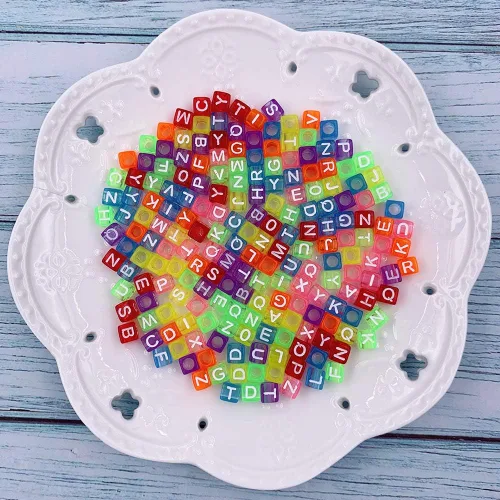 Miniatura 2 de 1000 cuentas de letras acrílicas en forma de cubo, cuentas del alfabeto, cuentas de números con cuerda elástica para hacer joyas