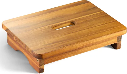 Miniatura 8 de FANATU Taburete de Madera de Un Escalón, Taburete de Un Escalón para Adultos, Taburete de Madera para Cabecera con Capacidad de 550 libras, Diseño
