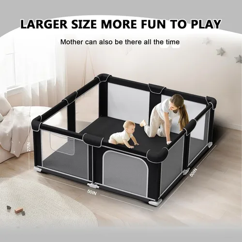 Miniatura 7 de G TALECO GEAR Corralito plegable para bebés y niños pequeños, patio de juegos portátil de 50"x50" con alfombra, corral de juegos plegable para niños