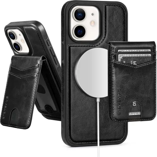 SkyEagle Magsafe - Funda magnética 2 en 1 desmontable para iPhone 11 con tarjetero, para mujeres y hombres, piel sintética con bloqueo RFID, ranuras