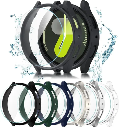 Miniatura 11 de Paquete de 6+6 para Samsung Galaxy Watch 7 Protector de Pantalla de 40mm, Funda de Parachoques de PC Duro con Película de Vidrio Templado Anti-Vaho