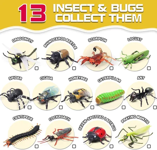 Miniatura 2 de 13 juguetes realistas de insectos con folleto educativo y caja de regalo, insectos falsos para niños, insectos de plástico para Halloween