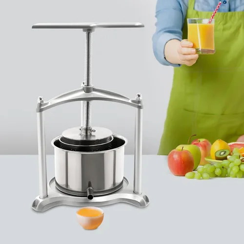 Miniatura 7 de Prensa de vino de frutas, prensa de sidra de acero inoxidable con mango en T para sidra, vino de uva o jugo suministros y equipo (3L)