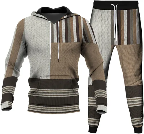 Muscularfit Conjunto de sudadera de manga larga con capucha y bloques de color vintage de dos piezas