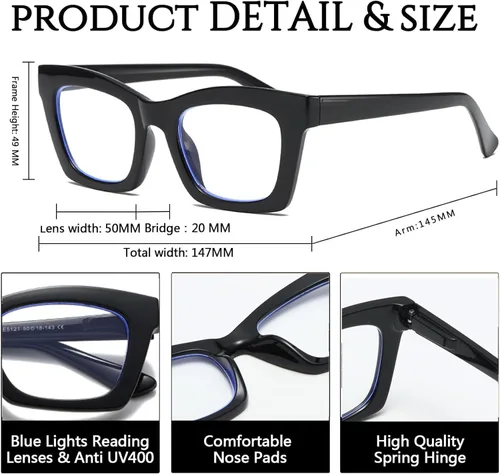 Miniatura 4 de Hubeye Lentes de lectura estilo Oprah para mujeres, gafas de lectura estilo stylis con bloqueo de luz azul y bisagra de resorte Gris y marrón.