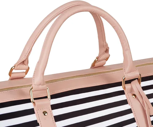 Miniatura 8 de Bolsa de mano para ropa, bolsa de lona grande de piel sintética para mujer, B-Rayas Blancas Negras, Bolso