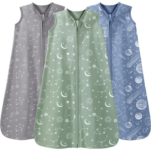 Miniatura 22 de Unnivoll - Saco de dormir para bebé de 18 a 24 meses, paquete de 3 unidades, 100 % de algodón, ligero, con un TOG de 0.5, manta portátil para bebé