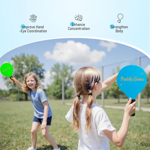 Miniatura 4 de TEILLNET Juego de bolas de remo, juegos al aire libre para adultos y familia, juegos de bádminton para patio trasero con 4 raquetas, 4 bolas 8