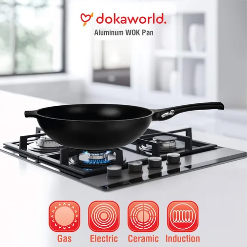 Miniatura 9 de Wok antiadherente de aluminio de 12 pulgadas, compatible con inducción, ligero