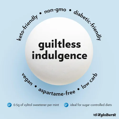 Miniatura 4 de XyloBurst - Mentas de xilitol Mentas de aliento sin azúcar para la salud bucal Sin gluten, veganas, aptas para dieta cetogénica Mentas sin