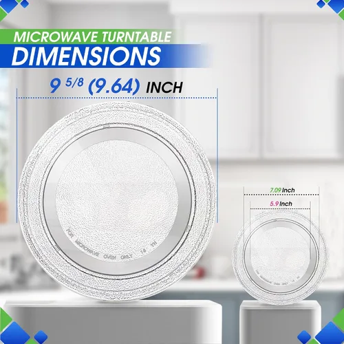 Miniatura 3 de Placa de repuesto para microondas de 9.6 pulgadas para placa giratoria de horno de microondas pequeña, placa de vidrio de repuesto LG se adapta a