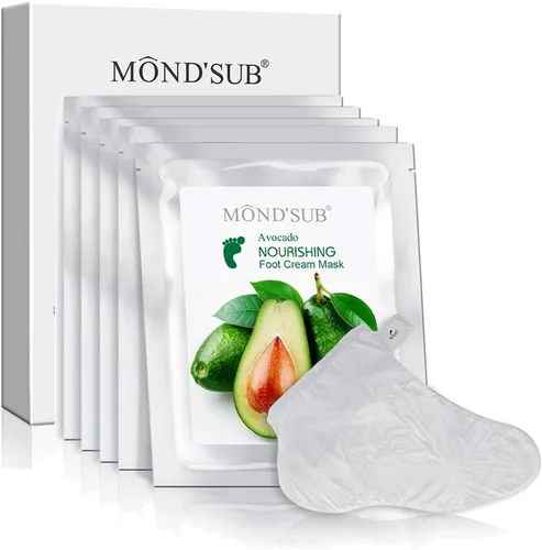 [5 pares] MOND'SUB - Mascarillas hidratantes para pies y aceite de aguacate orgánico – Mascarilla hidratante para pies de bebé para piel seca – Cura