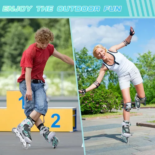 Miniatura 6 de Patines en línea ajustables para niños y adultos, patines al aire libre para principiantes con todas las ruedas iluminadas para niñas, niños, gris
