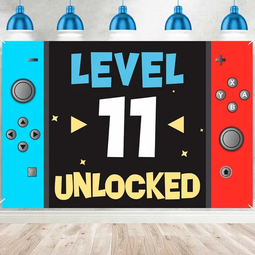 Miniatura 8 de Level 7th Unlocked Happy 7th Birthday Level Up Banner de fondo para cabina de fotos, accesorios de videojuego, decoración temática juvenil