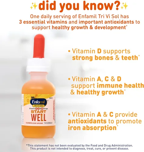 Miniatura 3 de Enfamil Tri-Vi-Sol gotas multivitamínicas para bebés, apoya el crecimiento y la salud inmune de los bebés, botella de 50mL