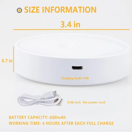 Miniatura 3 de LAVAED Paquete de 4 luces de disco con sensor de movimiento para interiores, luces LED de armario, luces nocturnas recargables por USB, 9 LED, 6000