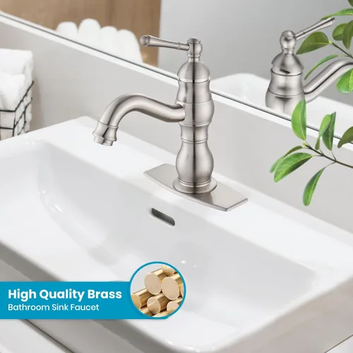 Miniatura 2 de gotonovo Grifo de lavabo de baño de 1 agujero con mango individual, grifo de tocador con caño giratorio de 360°, grifo mezclador de lavabo