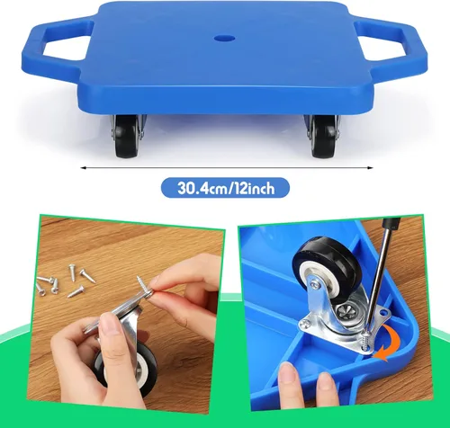 Miniatura 7 de Jerify 4 piezas de patinete deportivo con asas, ruedas de plástico, patineta para sentarse en el suelo, para niños, gimnasio, actividades en Colorido