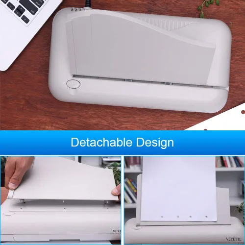 Miniatura 6 de Perforadora eléctrica de 3 agujeros, VEYETTE - Perforadora comercial resistente con adaptador para oficina, escuela, estudio, capacidad de 30 hojas