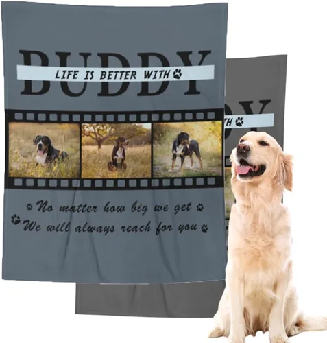 Miniatura 18 de Manta personalizada para perros con nombre – Manta personalizada para perros grandes, medianos y pequeños, manta suave y acogedora, regalo