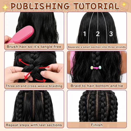 Miniatura 3 de Cabeza de muñeca para peinar el cabello para niños