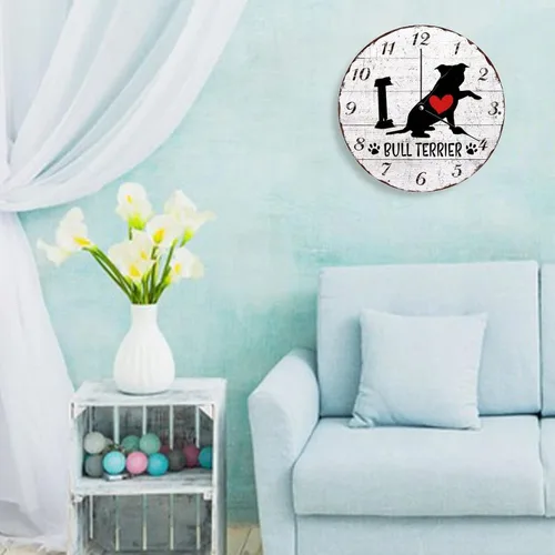 Miniatura 4 de Bull Terrier - Reloj de pared de cuarzo de calidad con diseño de corazón rojo que no deja tictac para dormitorio, sala de estar, oficina, cocina, 10