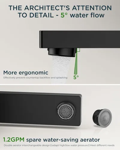 Miniatura 4 de FORIOUS Grifos de baño negros de 3 agujeros, grifo de lavabo de baño negro mate de 8 pulgadas de ancho, 2 manijas para fregadero de baño con drenaje