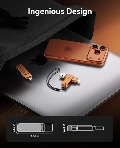 Miniatura 5 de ORICO USB 3.0 Flash Drive 150MB/S Carcasa de metal Diseño giratorio Soporte OTG Función 2 en 1 PenDrive 32GB para dispositivos USB C y USB A -EB05 O